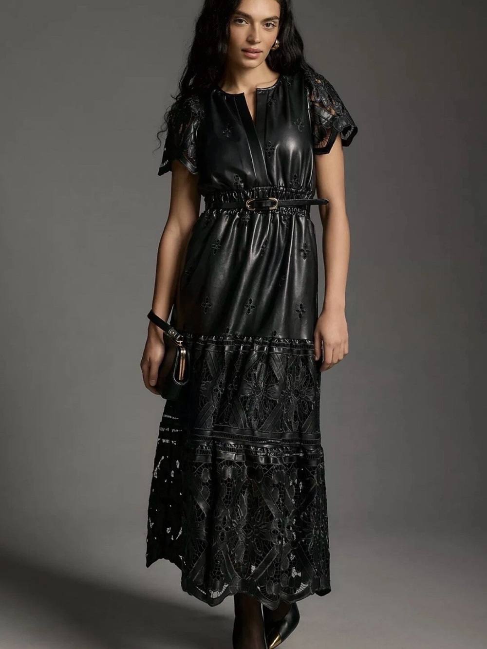 Anthropologie Somerset Faux-Leather Maxi Dress
